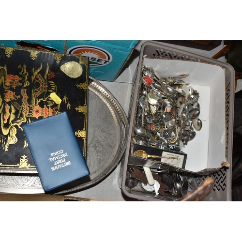 1000 - EIGHT BOXES AND LOOSE MISCELLANEOUS ITEMS to include a quantity of carved animals mostly from Africa...