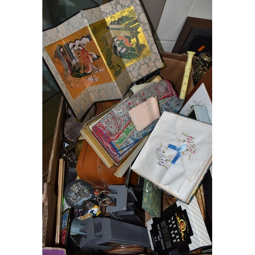 1000 - EIGHT BOXES AND LOOSE MISCELLANEOUS ITEMS to include a quantity of carved animals mostly from Africa...