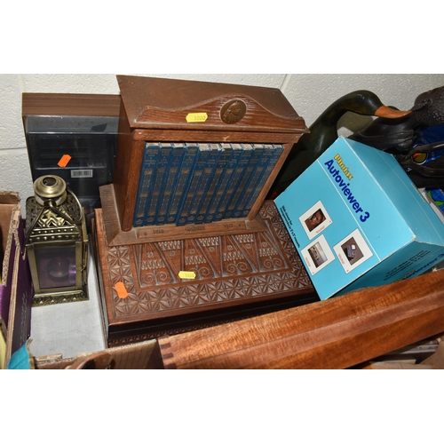 1000 - EIGHT BOXES AND LOOSE MISCELLANEOUS ITEMS to include a quantity of carved animals mostly from Africa...