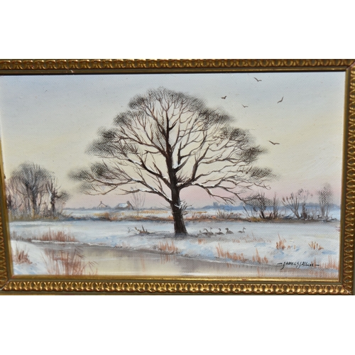 1001 - JAMES ALLEN (CONTEMPORARY) 'AUTUMN NEAR FRAMLINGTON, SUFFOLK', a woodland landscape with pheasants, ... 