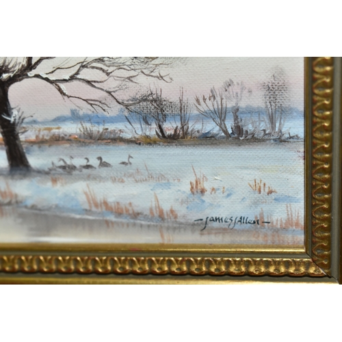 1001 - JAMES ALLEN (CONTEMPORARY) 'AUTUMN NEAR FRAMLINGTON, SUFFOLK', a woodland landscape with pheasants, ... 