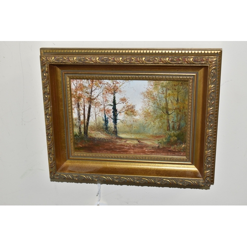 1001 - JAMES ALLEN (CONTEMPORARY) 'AUTUMN NEAR FRAMLINGTON, SUFFOLK', a woodland landscape with pheasants, ... 
