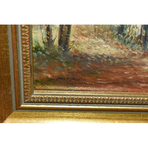 1001 - JAMES ALLEN (CONTEMPORARY) 'AUTUMN NEAR FRAMLINGTON, SUFFOLK', a woodland landscape with pheasants, ... 