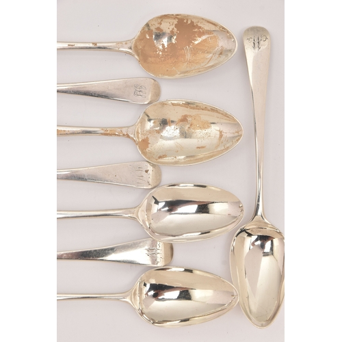 AN ASSORTMENT OF GEORGIAN SILVER SPOONS, nine spoons in total, with ...