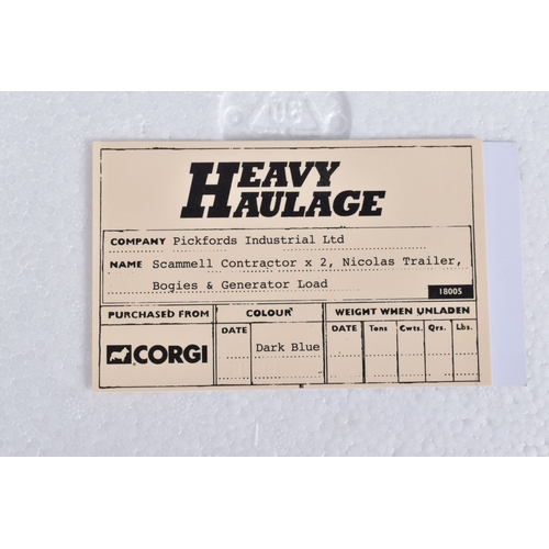 1 - A BOXED CORGI CLASSICS HEAVY HAULAGE 2 x SCAMMELL CONTRACTOR, NICOLAS TRAILER, BOGIES AND GENERATOR ... 