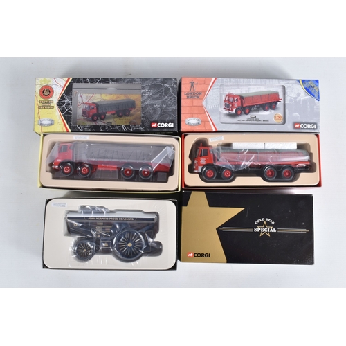 36 - A TRAY OF BOXED 1:50 SCALE DIECAST CORGI HAULAGE VEHICLES, to include a London Brick AEC MKV Mammoth... 