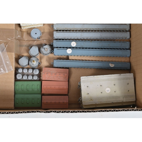 47 - A QUANTITY OF UNBOXED TRI-ANG MINIC SHIPS AND ACCESSORIES, to include part repainted HMS 'Centaur', ... 