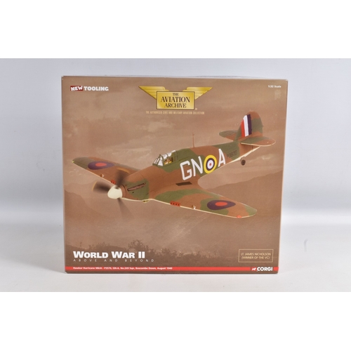 5 - TWO BOXED 1/32 SCALE CORGI THE AVIATION ARCHIVE MODELS, to include a World War II above and Beyond H... 