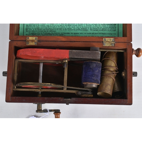 56 - A WOODEN CASED PATENT MAGNETO ELECTRIC MACHINE FOR NERVOUS DISEASES, not tested, used and worn condi... 
