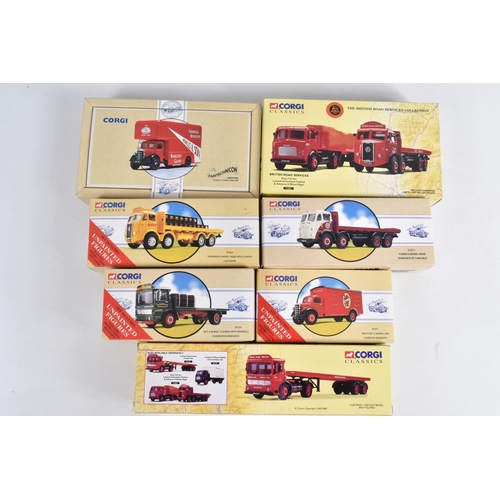 62 - A LARGE QUANTITY OF BOXED DIECAST CORGI MODEL TRANSPORT VEHICLES, models include a ERF Flatbed with ... 