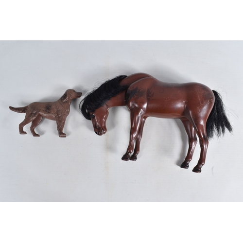 67 - A QUANTITY OF ASSORTED TOYS AND PUZZLES ETC., to include two Merrythought for Harrods plush teddy be... 