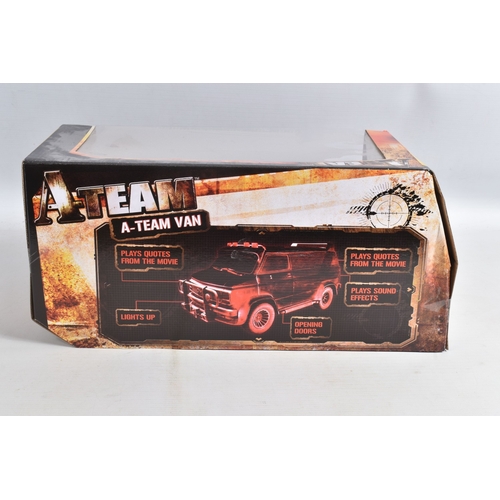 100 - TWO BOXED FILM RELATED MODEL VEHICLES, the first a Tomy A Team electronic van, no. 71467, box still ... 
