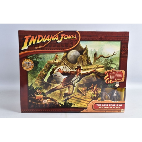 106 - A SEALED BOXED HASBRO INDIANA JONES THE LOST TEMPLLE OF AKATOR PLAYSET, 46035, box crushed to the fr... 
