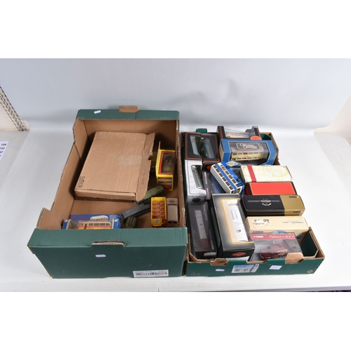 111 - BOXED AND LOOSE EFE, MATCHBOX, CORGI, DINKY, ATLAS EDITIONS BUSES, COACHES, TRAMS AND COMMERCIAL DIE... 