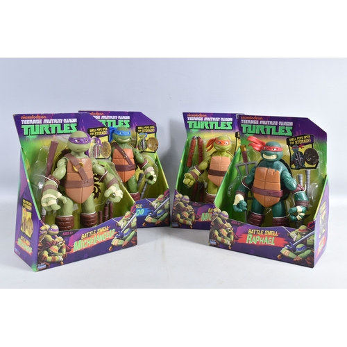 113 - FOUR BOXED PLAYMATES NICKELODEON TEENAGE MUTANT NINJA TURTLE BATTLE SHELL MODELS, to include Leonard... 