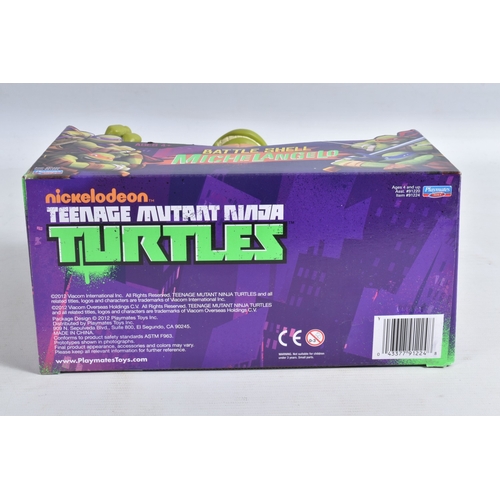 113 - FOUR BOXED PLAYMATES NICKELODEON TEENAGE MUTANT NINJA TURTLE BATTLE SHELL MODELS, to include Leonard... 