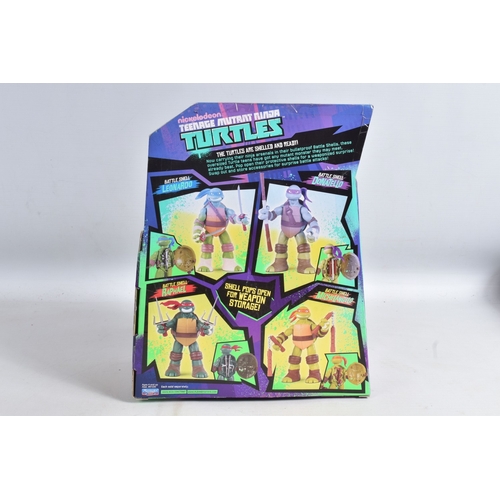 113 - FOUR BOXED PLAYMATES NICKELODEON TEENAGE MUTANT NINJA TURTLE BATTLE SHELL MODELS, to include Leonard... 