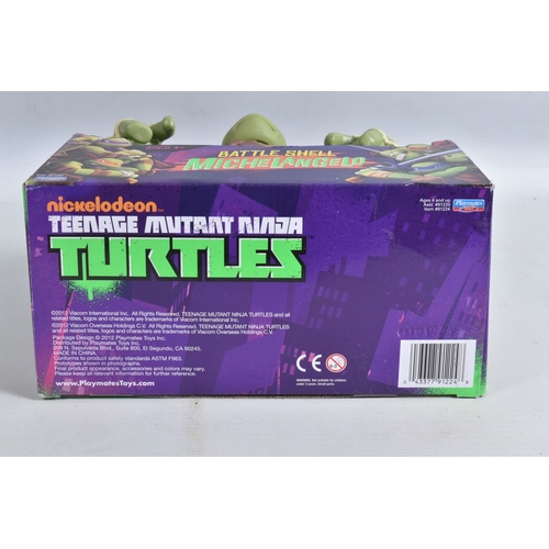 113 - FOUR BOXED PLAYMATES NICKELODEON TEENAGE MUTANT NINJA TURTLE BATTLE SHELL MODELS, to include Leonard... 