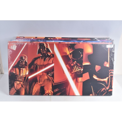 118 - SIX NEW STAR WARS PRINTS ON CANVAS, featuring Han Solo, Chewbacca, two Darth Vader, Luke Skywalker a... 