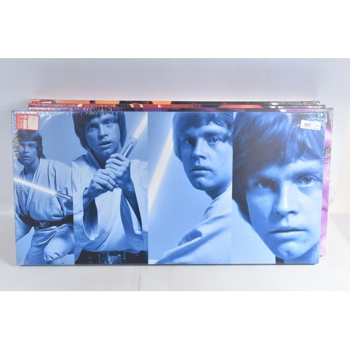 118 - SIX NEW STAR WARS PRINTS ON CANVAS, featuring Han Solo, Chewbacca, two Darth Vader, Luke Skywalker a... 