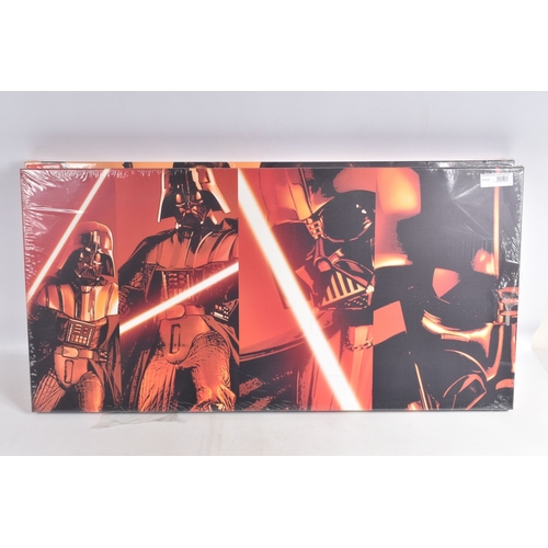 118 - SIX NEW STAR WARS PRINTS ON CANVAS, featuring Han Solo, Chewbacca, two Darth Vader, Luke Skywalker a... 