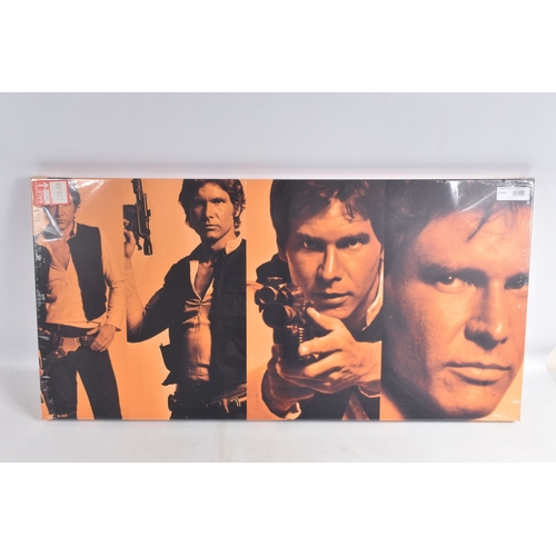 118 - SIX NEW STAR WARS PRINTS ON CANVAS, featuring Han Solo, Chewbacca, two Darth Vader, Luke Skywalker a... 