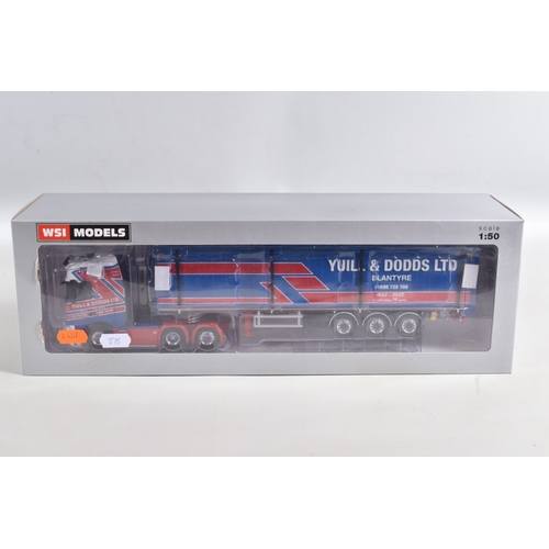 186 - A BOXED WSI MODELS SCANIA S HIGHLINE I CS20H 6x2 TAG AXLE + 3 AXLE VOLUME TRAILER - YUILL & DODDS, N... 