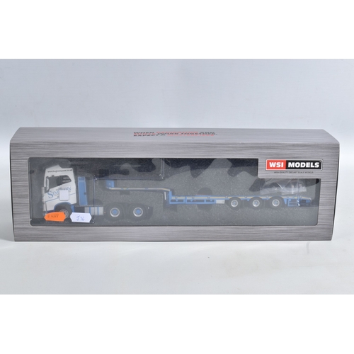 187 - A BOXED WSI MODELS VOLVO FH4 GLOB. 6x4 + 3 AXLE SEMI LOWLOADER - HUGH SIMPSON LTD., No.01-3981, 1/50... 