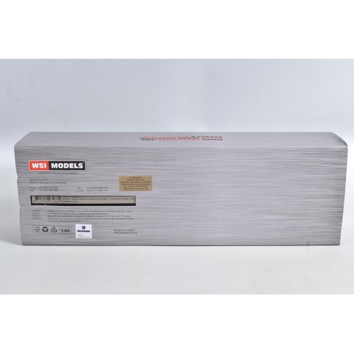 188 - A BOXED WSI MODELS SCANIA S HIGHLINE I CS20H 6x2 TWIN STEER + 3 AXLE CURTAINSIDE TRAILER - POLLOCK, ... 