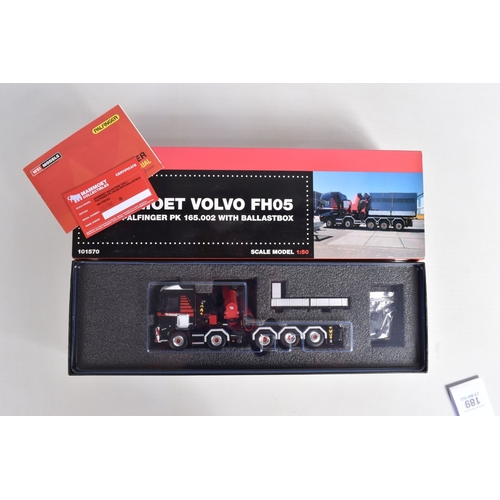 189 - A BOXED WSI MODELS VOLVO FH5 GLOB. 10x4 + PALFINGER PK 165.002 TEC 7 I JIB + BALLAST BOX - MAMMOET.,... 