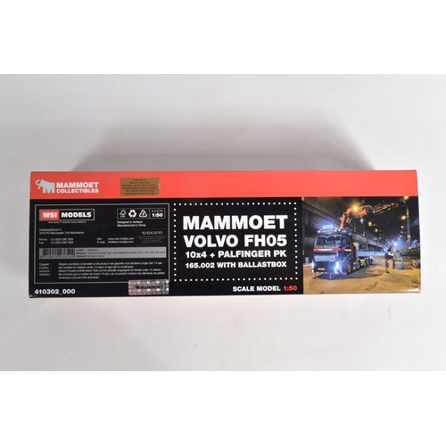 189 - A BOXED WSI MODELS VOLVO FH5 GLOB. 10x4 + PALFINGER PK 165.002 TEC 7 I JIB + BALLAST BOX - MAMMOET.,... 