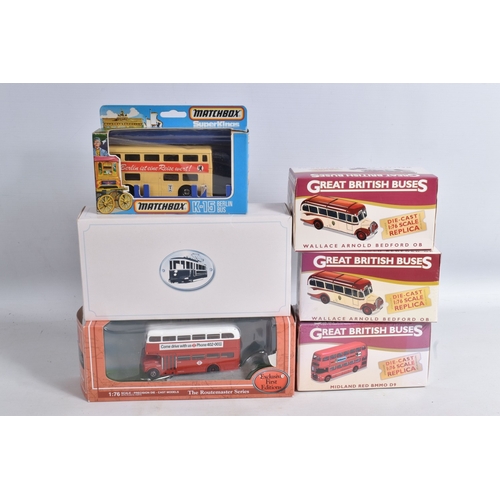 192 - A QUANTITY OF BOXED AND LOOSE DIECAST TRAMS, BUSES, COACHES, AND TRANSPORT MODELS, included is a lar... 