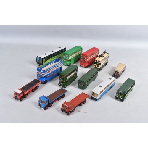 192 - A QUANTITY OF BOXED AND LOOSE DIECAST TRAMS, BUSES, COACHES, AND TRANSPORT MODELS, included is a lar... 