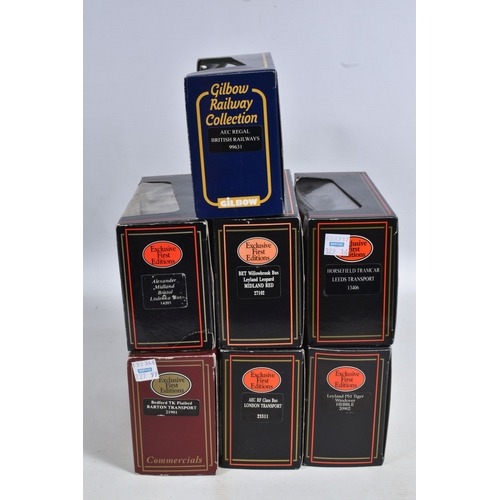 192 - A QUANTITY OF BOXED AND LOOSE DIECAST TRAMS, BUSES, COACHES, AND TRANSPORT MODELS, included is a lar... 