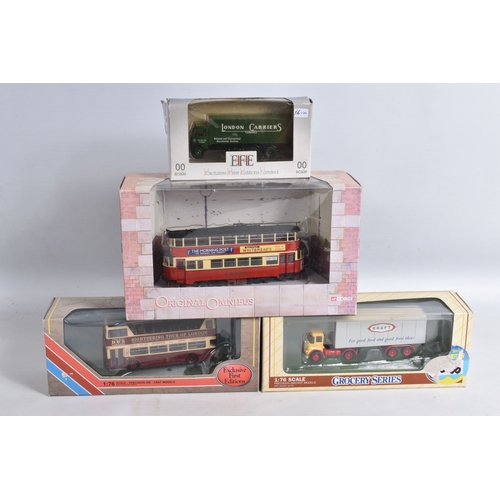 192 - A QUANTITY OF BOXED AND LOOSE DIECAST TRAMS, BUSES, COACHES, AND TRANSPORT MODELS, included is a lar... 