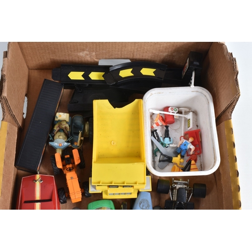 198 - A QUANTITY OF UNBOXED ASSORTED PLAYWORN DIECAST AND PLASTIC MODELS, to include Mattel Hot Wheels Rrr... 