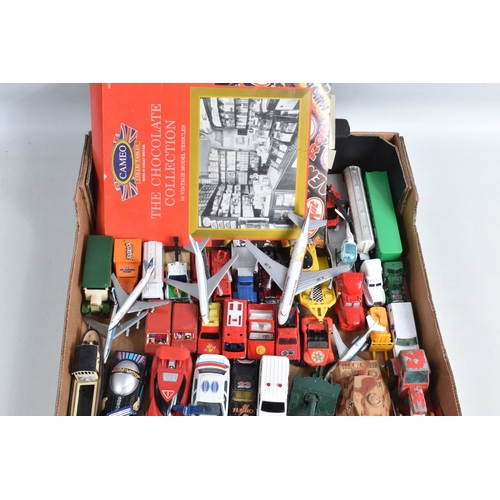 198 - A QUANTITY OF UNBOXED ASSORTED PLAYWORN DIECAST AND PLASTIC MODELS, to include Mattel Hot Wheels Rrr... 