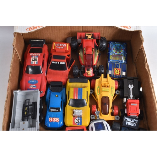 200 - A LARGE QUANTITY OF UNBOXED ASSORTED PLAYWORN DIECAST AND PLASTIC VEHICLES, to include Corgi, Matchb... 