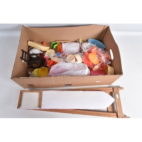 202 - A COLLECTION OF 1960'S/1970'S PLASTIC AND VINYL DOLLS, FURNITURE AND ACCESSORIES, to include boxed D... 