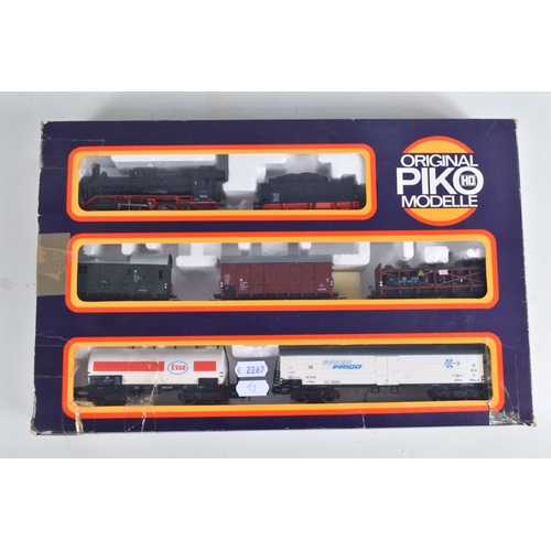 232 - A BOXED PIKO HO GAUGE FREIGHT TRAIN SET, comprising class BR38 locomotive and tender No.38 234, D.R.... 