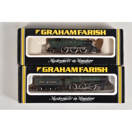 238 - A QUANTITY OF BOXED GRAHAM FARISH N GAUGE G.W.R. MODELS RAILWAY ITEMS, Hall class locomotive and ten... 
