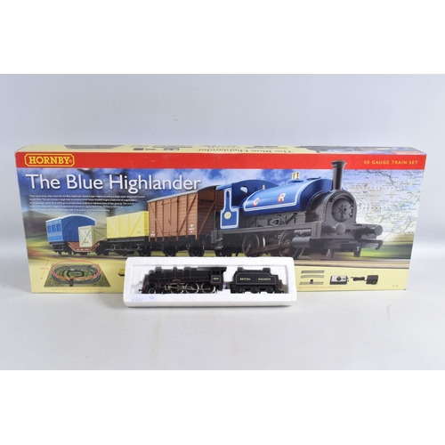 242 - A BOXED HORNBY RAILWAYS OO GAUGE THE BLUE HIGHLANDER TRAIN SET, No.R1101, appears largely complete w... 