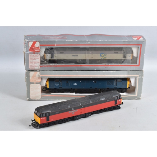 221 - THREE LIMA OO GAUGE LOCOMOTIVES, boxed class 37 No.37 049, B.R. blue livery, missing couplings (L205... 