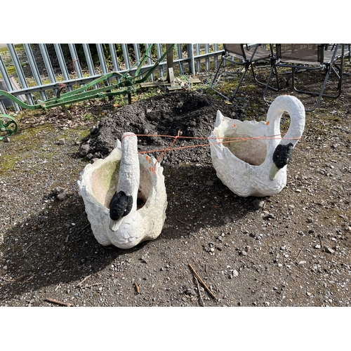 34 - A PAIR OF CONCRETE SWAN PLANTERS, height 52cm. Condition Report: no obvious damage