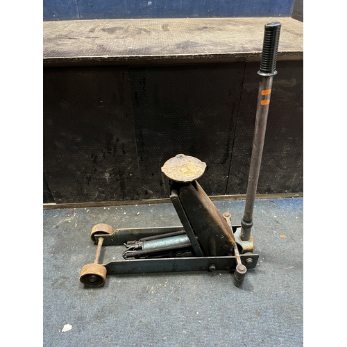 53 - A VINTAGE TROLLEY JACK max raised height 51cm. Condition Report: rusty, but operation not impeded