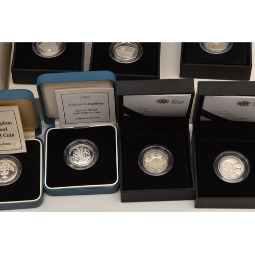 A CARDBOARD BOX CONTAINIG SILVER AND SLVER PROOF COINS TO INCLUDE 16 x ...