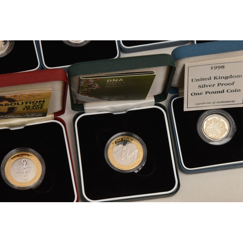 A CARDBOARD BOX CONTAINIG SILVER AND SLVER PROOF COINS TO INCLUDE 16 x ...