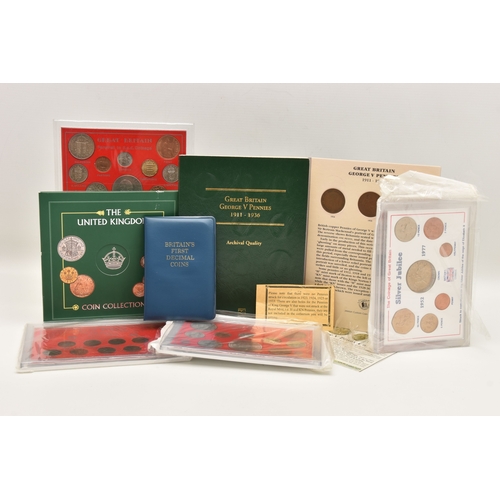 182 - A GROUP OF COLLECTORS COIN SETS, to include Britain's First Decimal Coins Set in plastic wallet, The... 