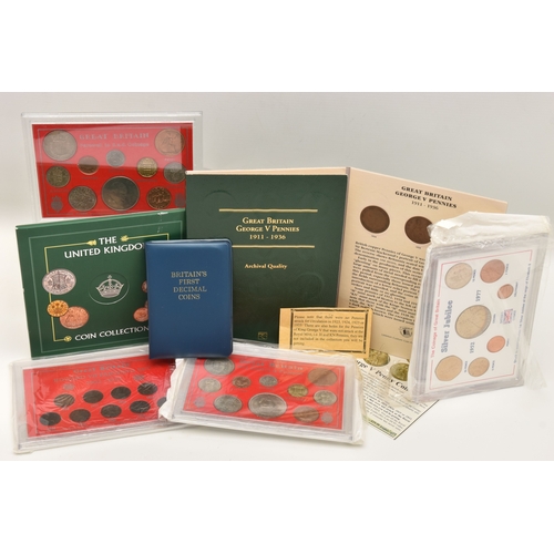 182 - A GROUP OF COLLECTORS COIN SETS, to include Britain's First Decimal Coins Set in plastic wallet, The... 