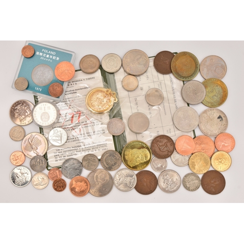 186 - A SMALL COLLECTION OF COINS FROM OVERSEAS to include coins from Spain, Soviet Union, Greece, Romania... 